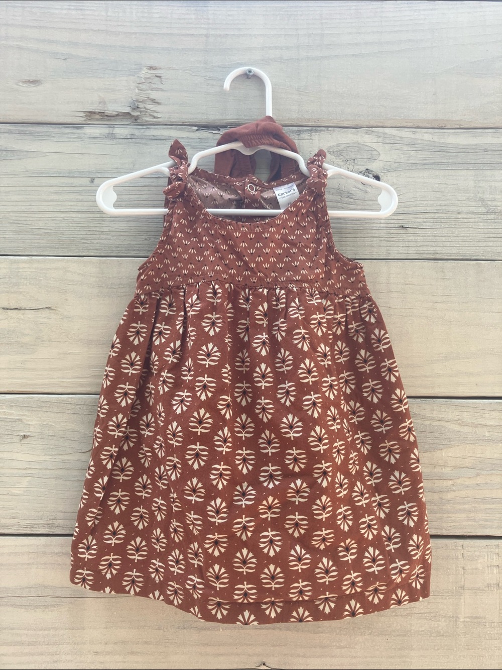 Carter's Brown Neutral Floral Tank Dress 12 Months Summer